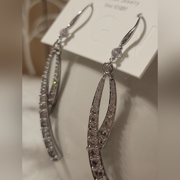 Silver Dangle Hook Earrings - Picture 3 of 3